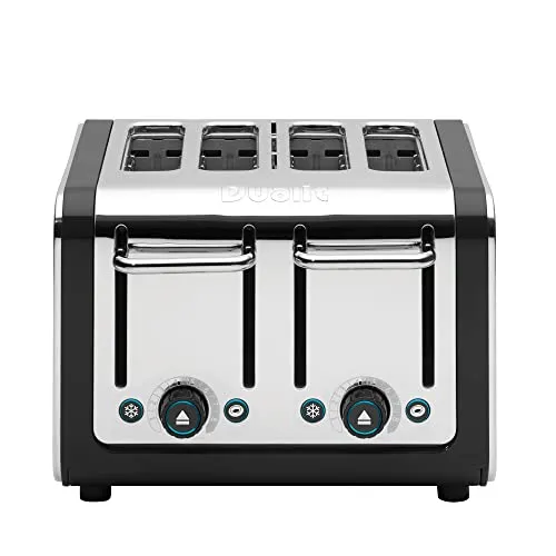 Dualit Design Series 4 Slice Toaster, 4 slot, Black and Steel