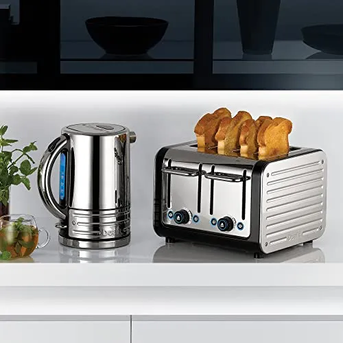 Dualit Design Series 4 Slice Toaster, 4 slot, Black and Steel