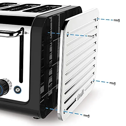 Dualit Design Series 4 Slice Toaster, 4 slot, Black and Steel