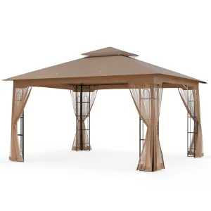 EAGLE PEAK Patio Soft Top Gazebo with Mosquito Netting 13x11 at Top, 12x10 Footprint