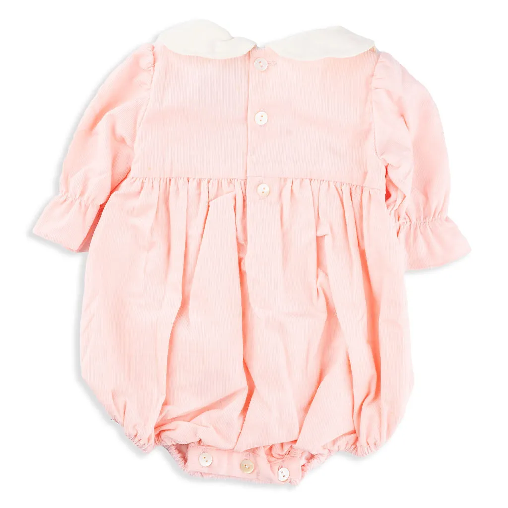 Eloise Hand Smocked Pink Corduroy Romper