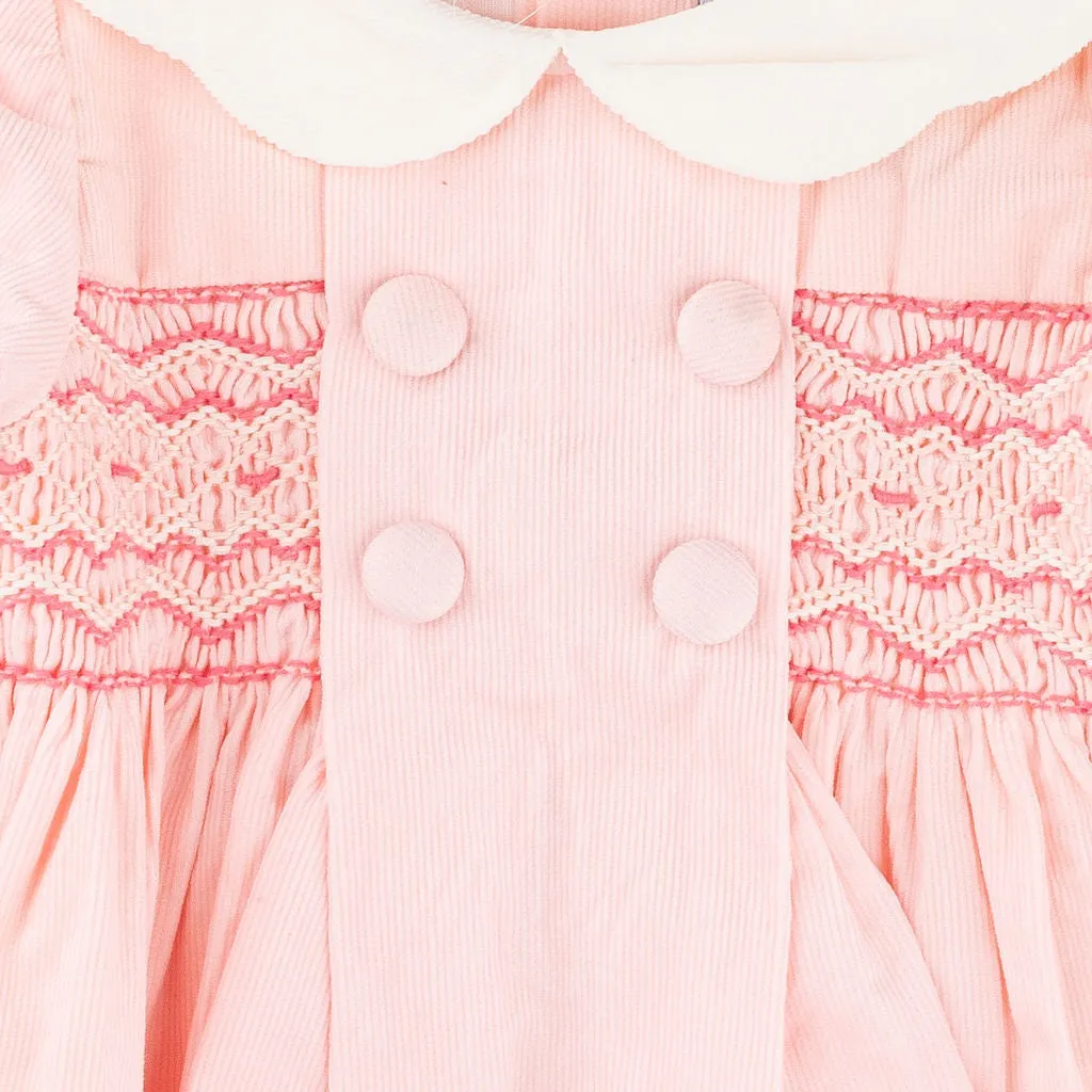 Eloise Hand Smocked Pink Corduroy Romper