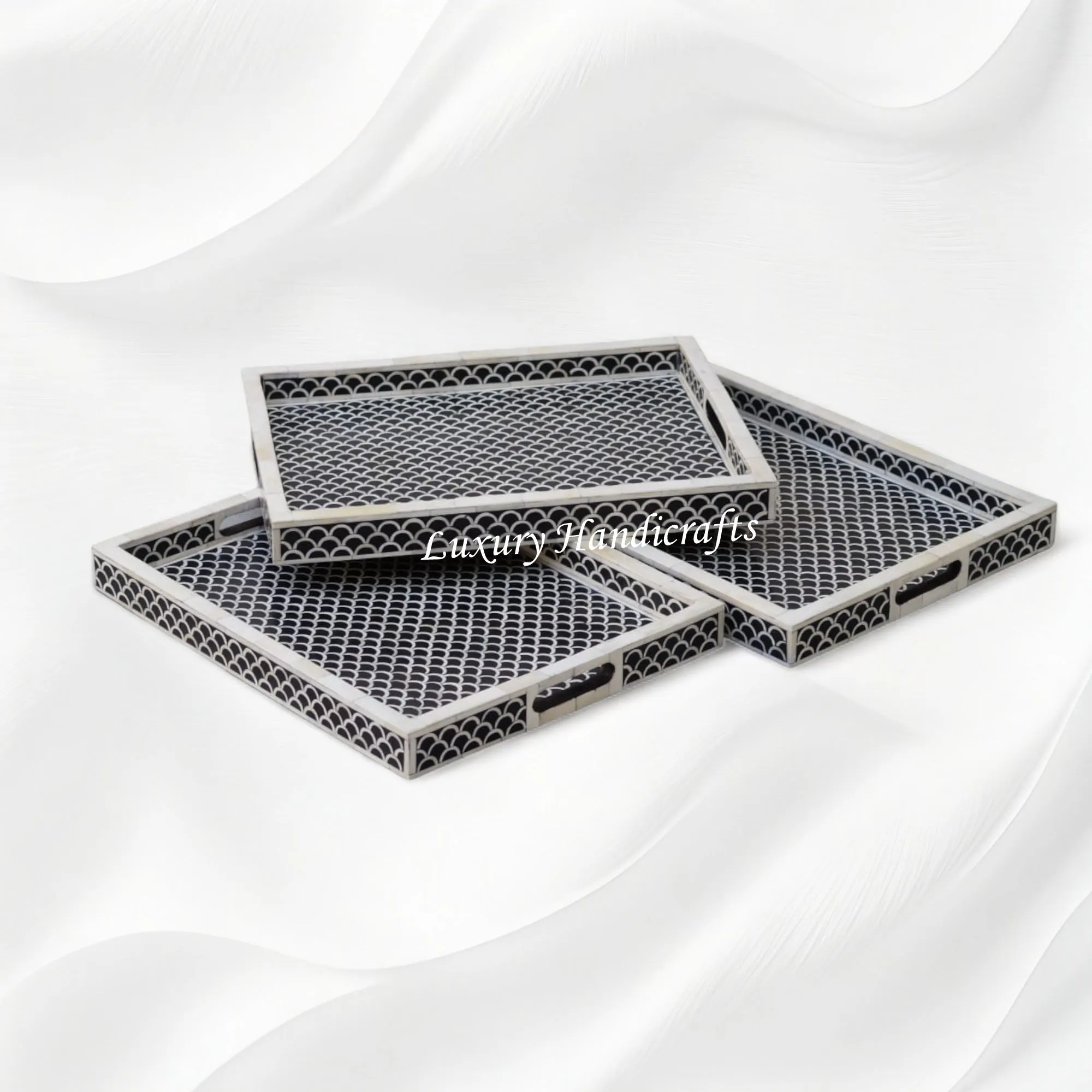 Fishscale Bone Inlay Tray Black