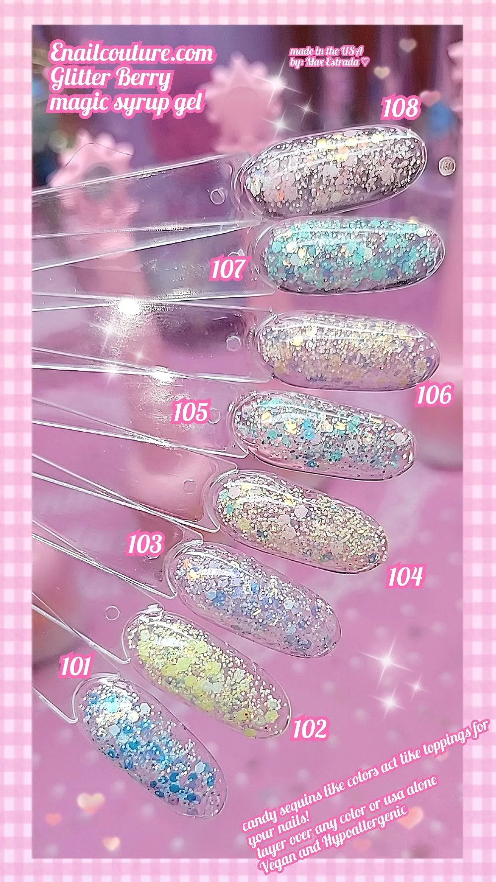 Glitter Berry, magic syrup (Glitter Gel Nail Polish Set- 8pcs Colors pastel Rainbow Crystal Glitter Gel Polish See Through Nail Trend 2022 Soak Off Nail Polish Gel Manicure Kit Nail Art Design)