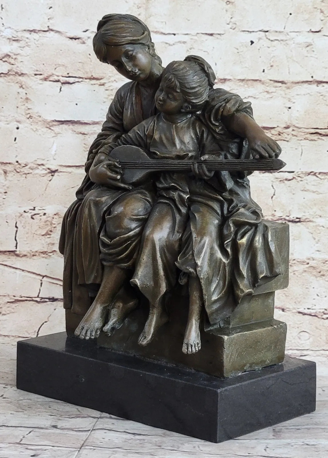 Handcrafted bronze sculpture SALE Daugh Her Teaches Mother Milo Original Signed