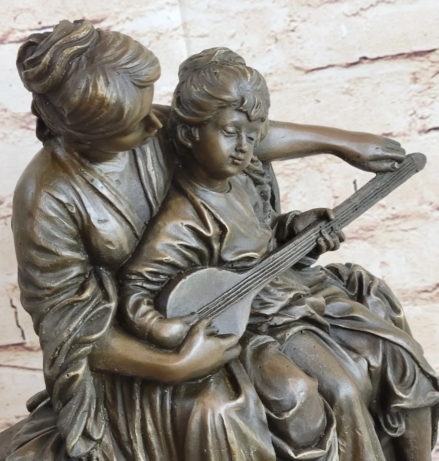 Handcrafted bronze sculpture SALE Daugh Her Teaches Mother Milo Original Signed