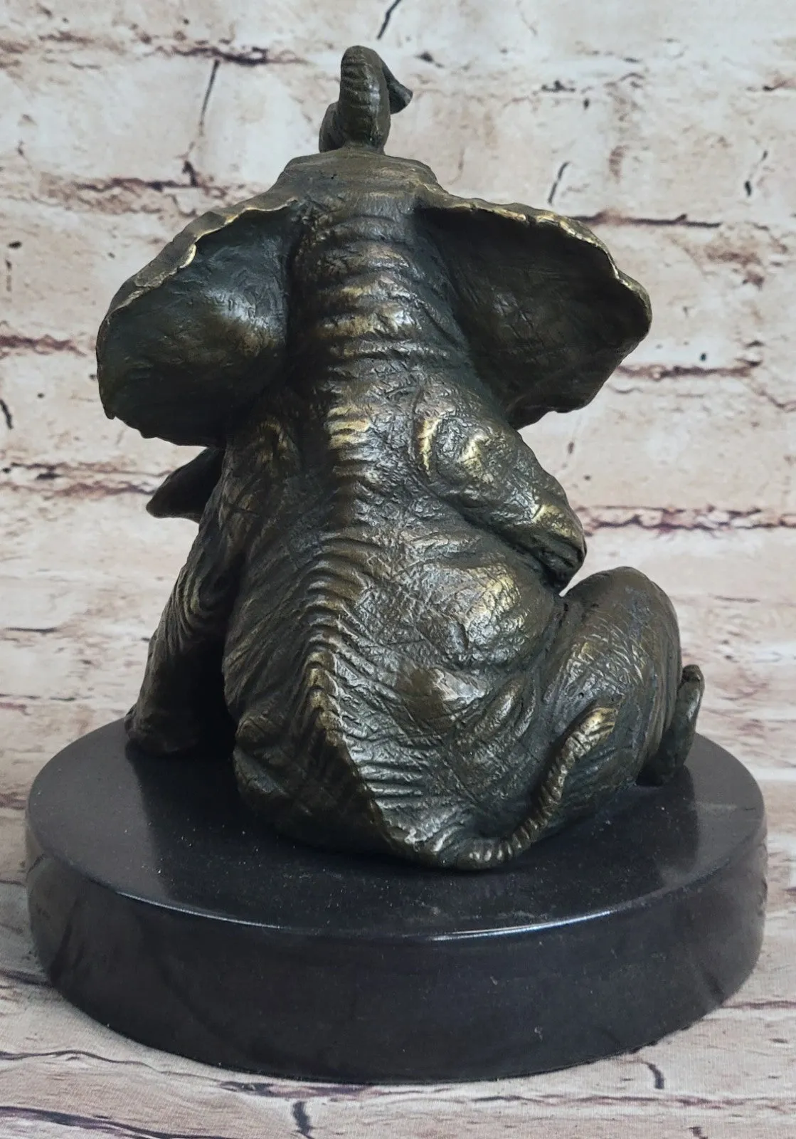 Handcrafted bronze sculpture SALE Decor Cub With Elephant Mother Laughing Gift