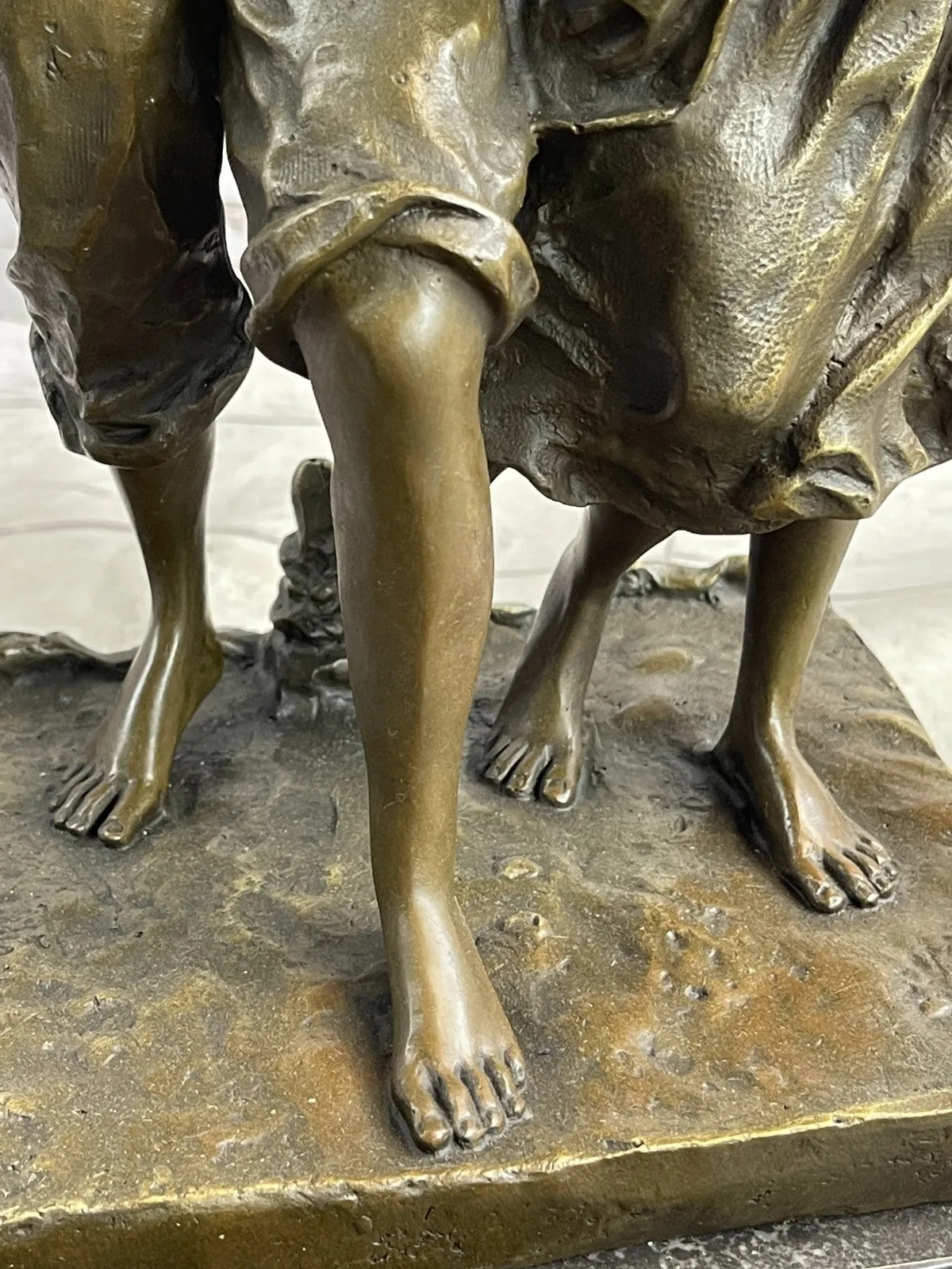 Handcrafted Vintage Man and woman Holding a Baby Real Bronze Sculpture statue