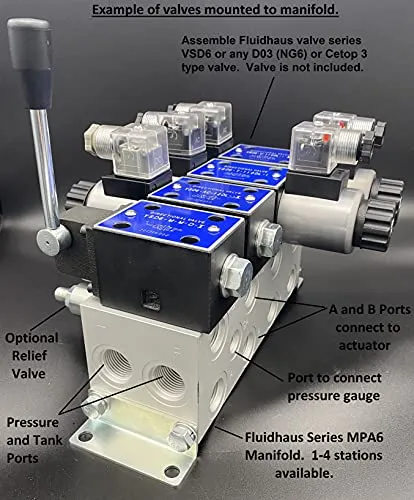 Hydraulic Directional Control Solenoid Valve D03 (NG6) 21 GPM 4560 psi, AC or DC 3 Position (24VDC, C-All Ports Closed in Center Position)