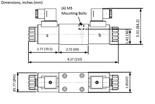 Hydraulic Directional Control Solenoid Valve D03 (NG6) 21 GPM 4560 psi, AC or DC 3 Position (24VDC, C-All Ports Closed in Center Position)