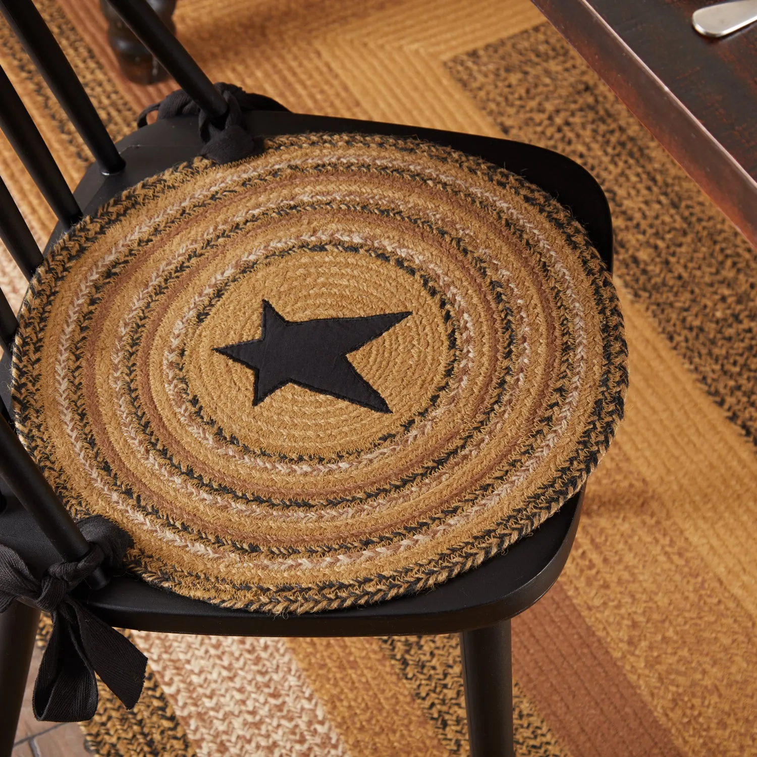 Kettle Grove Jute Chair Pad Applique Star