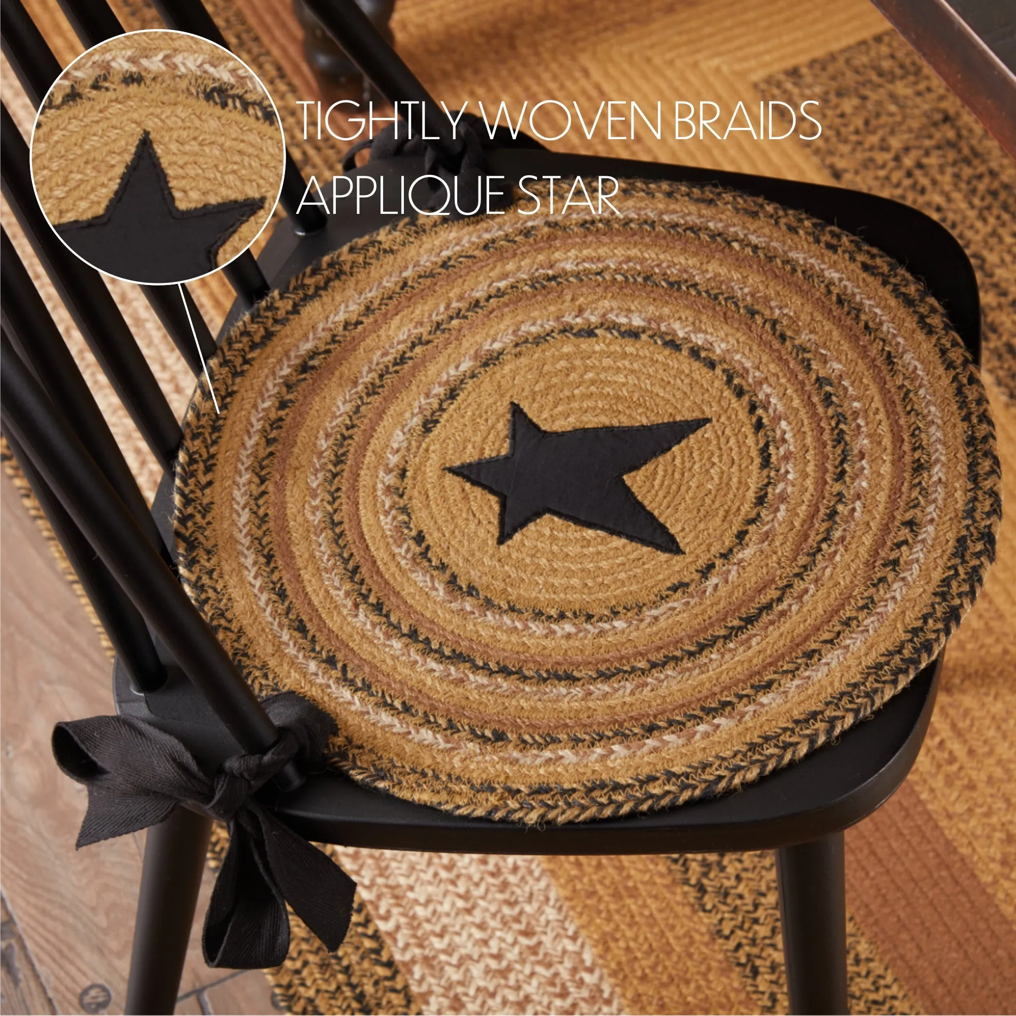 Kettle Grove Jute Chair Pad Applique Star