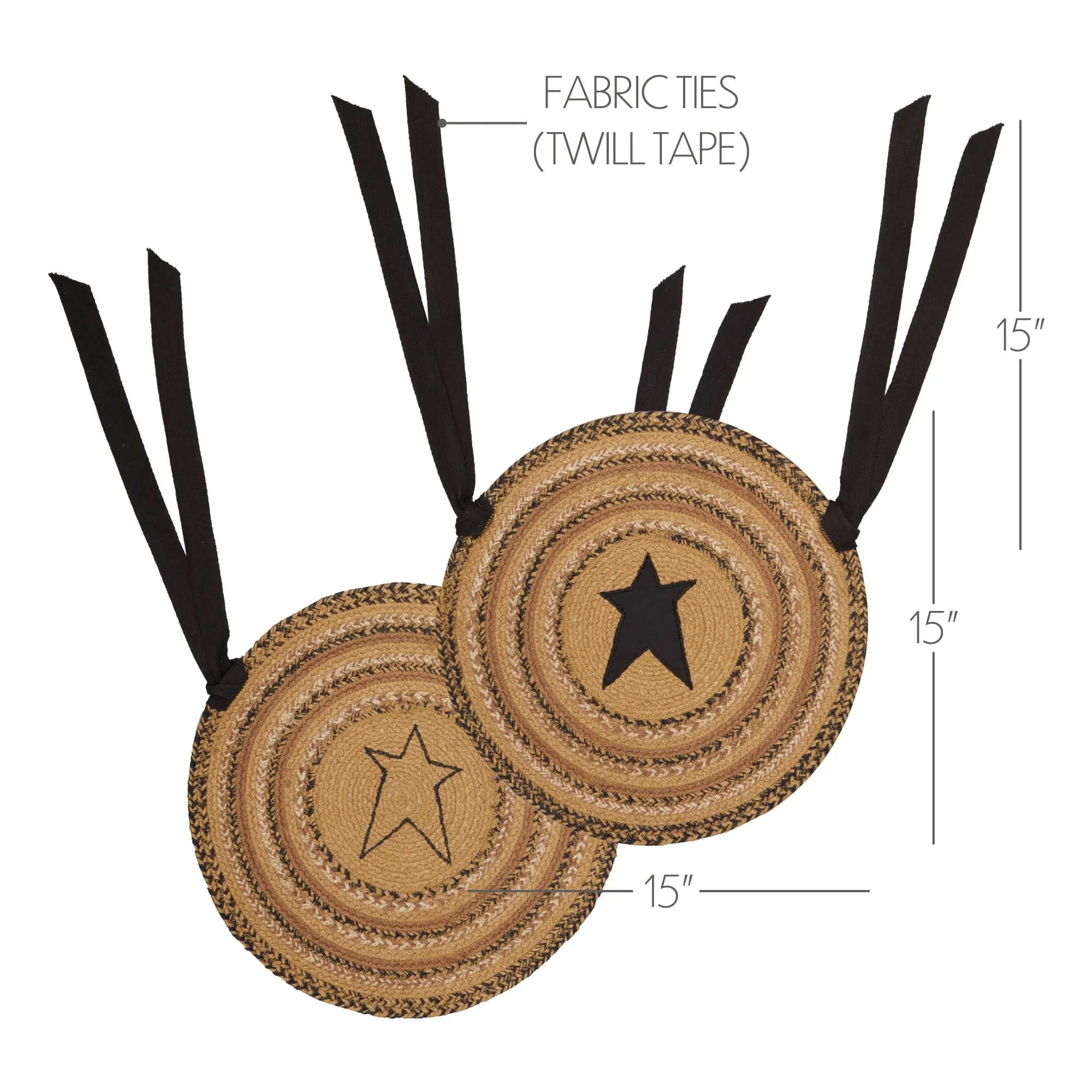 Kettle Grove Jute Chair Pad Applique Star