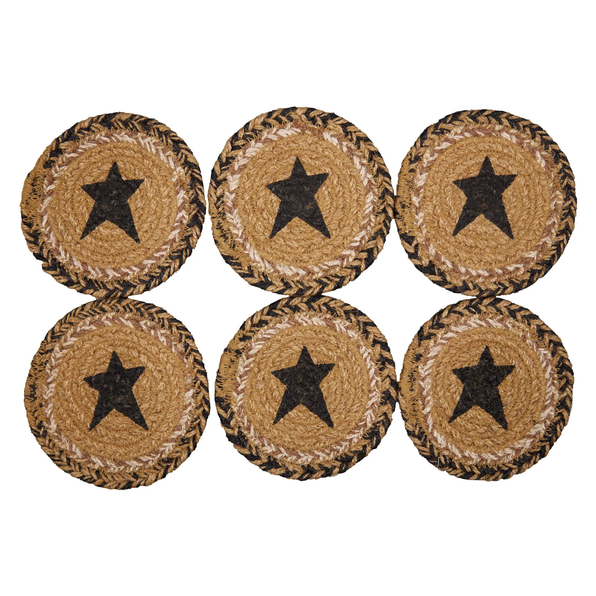 Kettle Grove Jute Coaster Stencil Star Set of 6