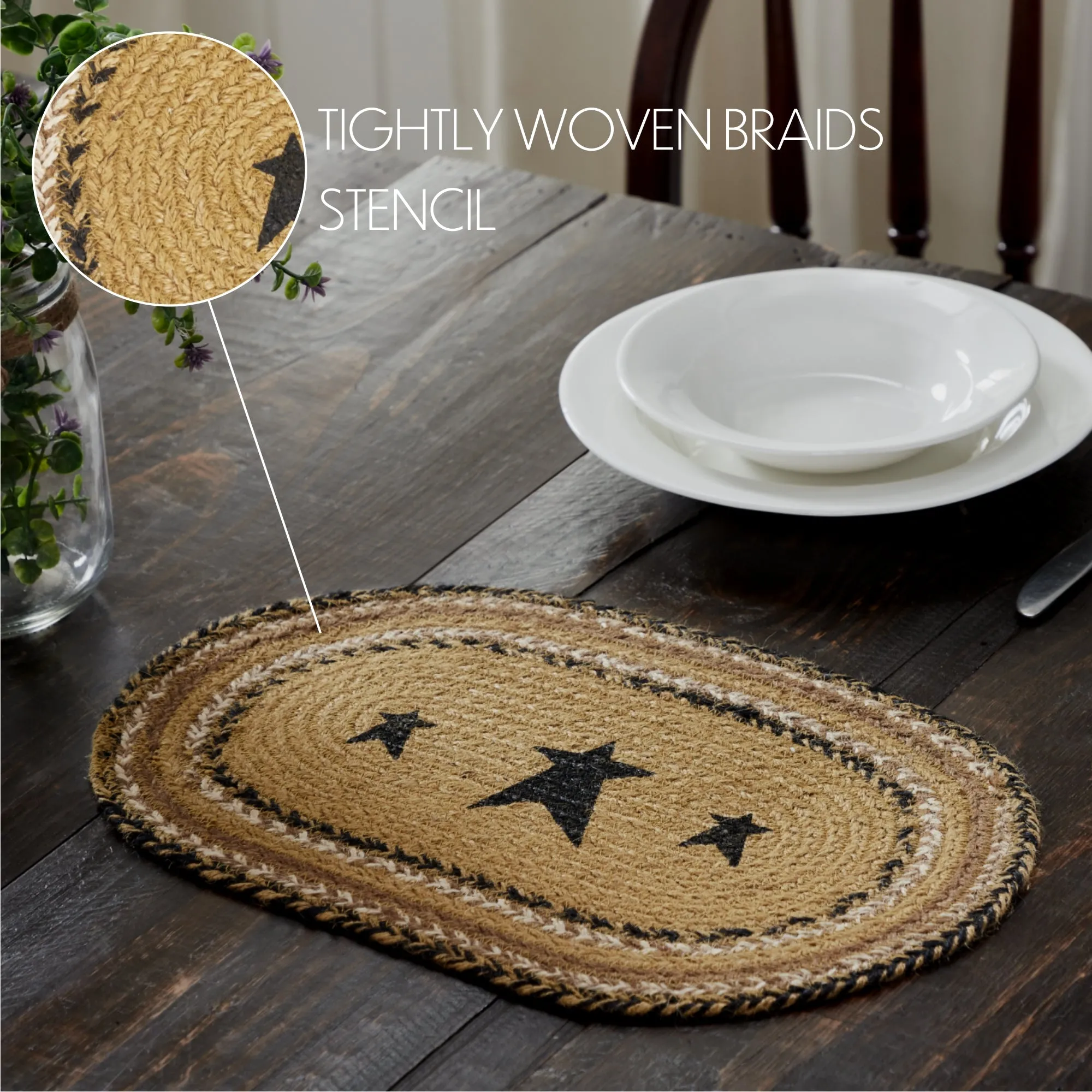 Kettle Grove Jute Placemat Stencil Stars