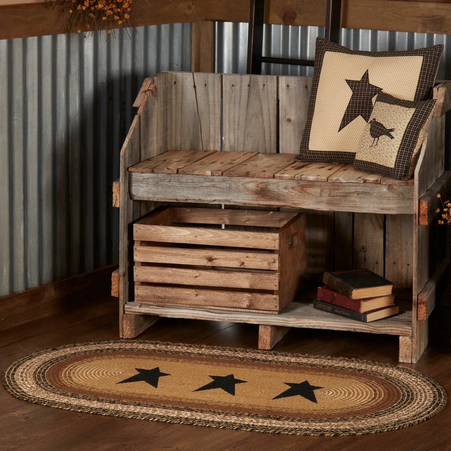 Kettle Grove Jute Rug Stencil Stars