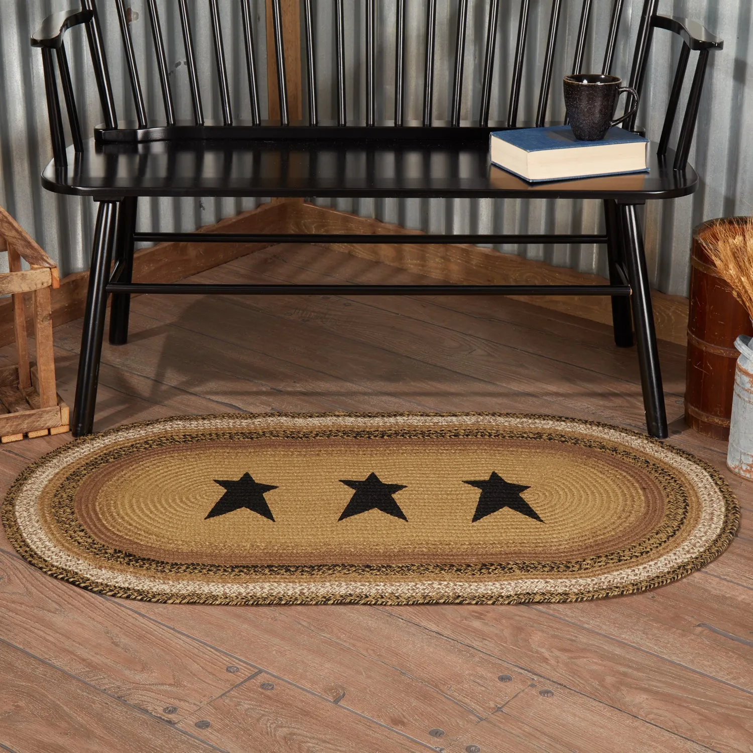 Kettle Grove Jute Rug Stencil Stars