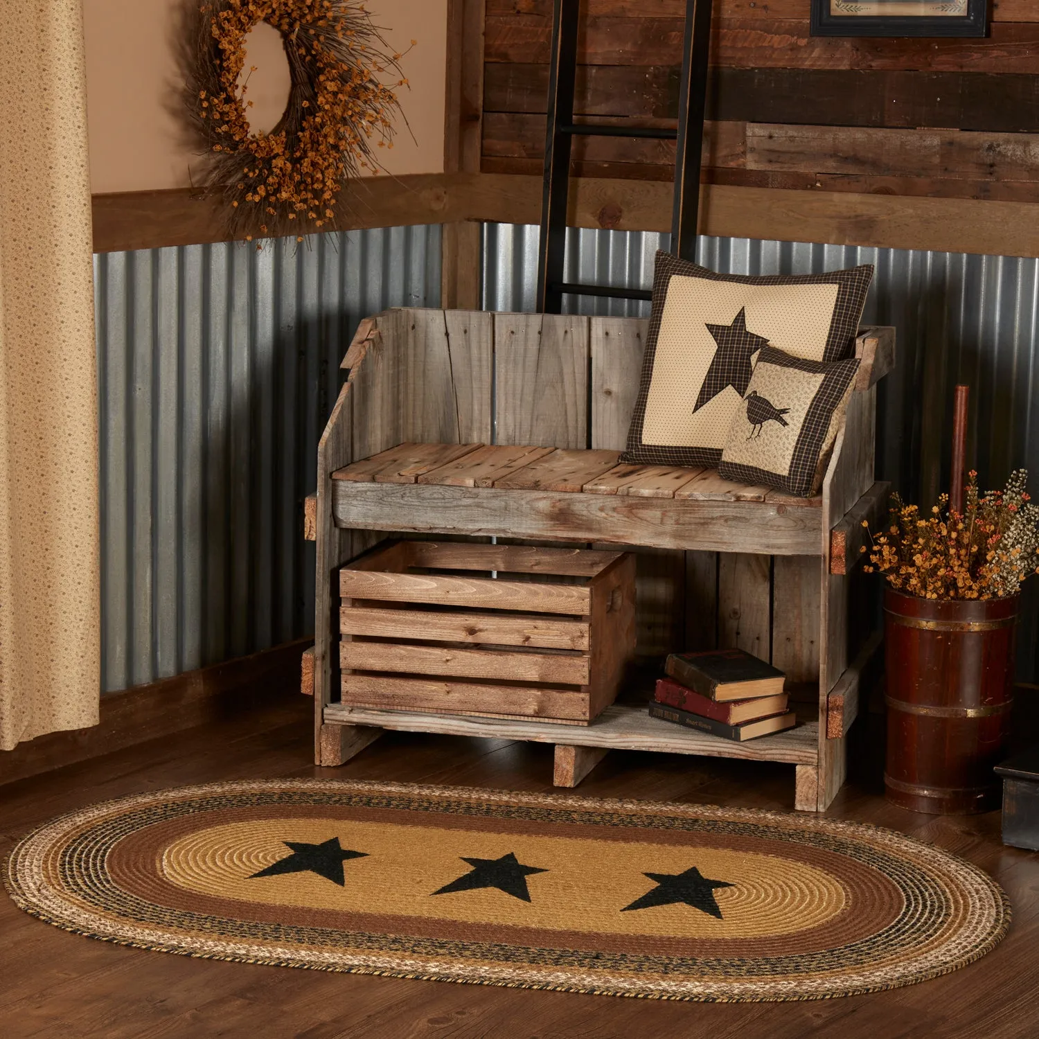 Kettle Grove Jute Rug Stencil Stars