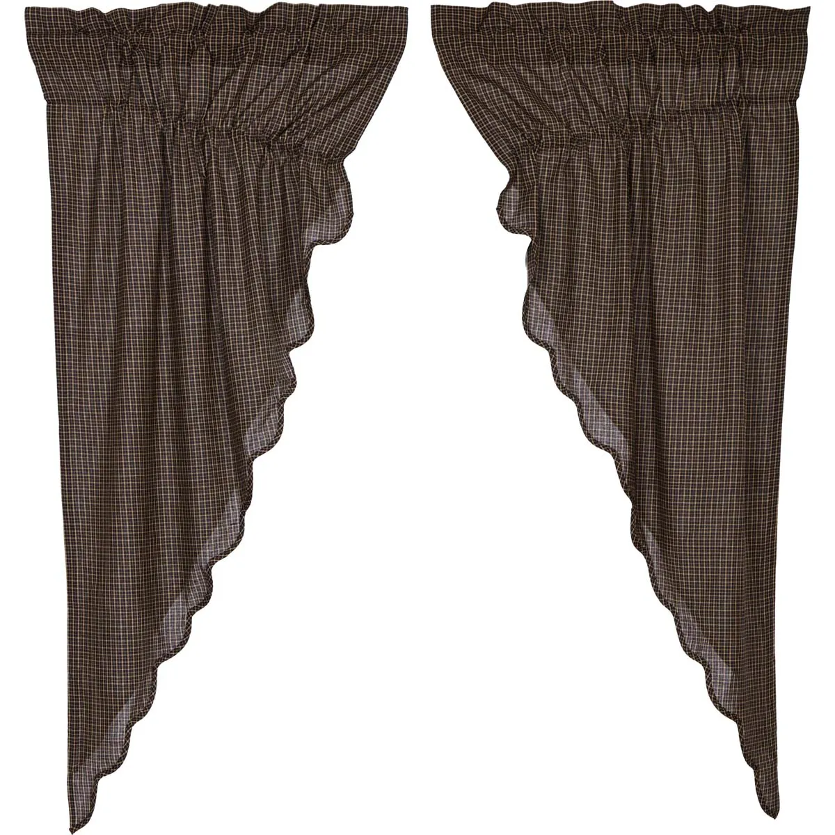 Kettle Grove Plaid Prairie Panel Scalloped Set of 2