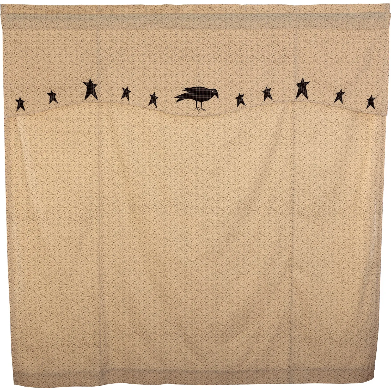 Kettle Grove Shower Curtain with Attached Applique Crow and Star Valance 72x72