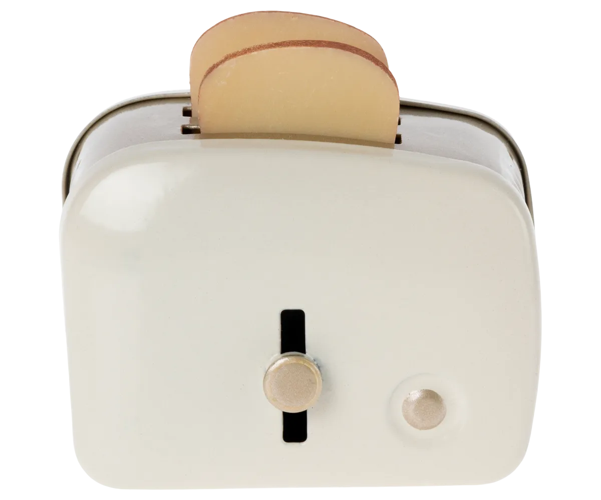 Miniature Toaster & Bread, Off-white