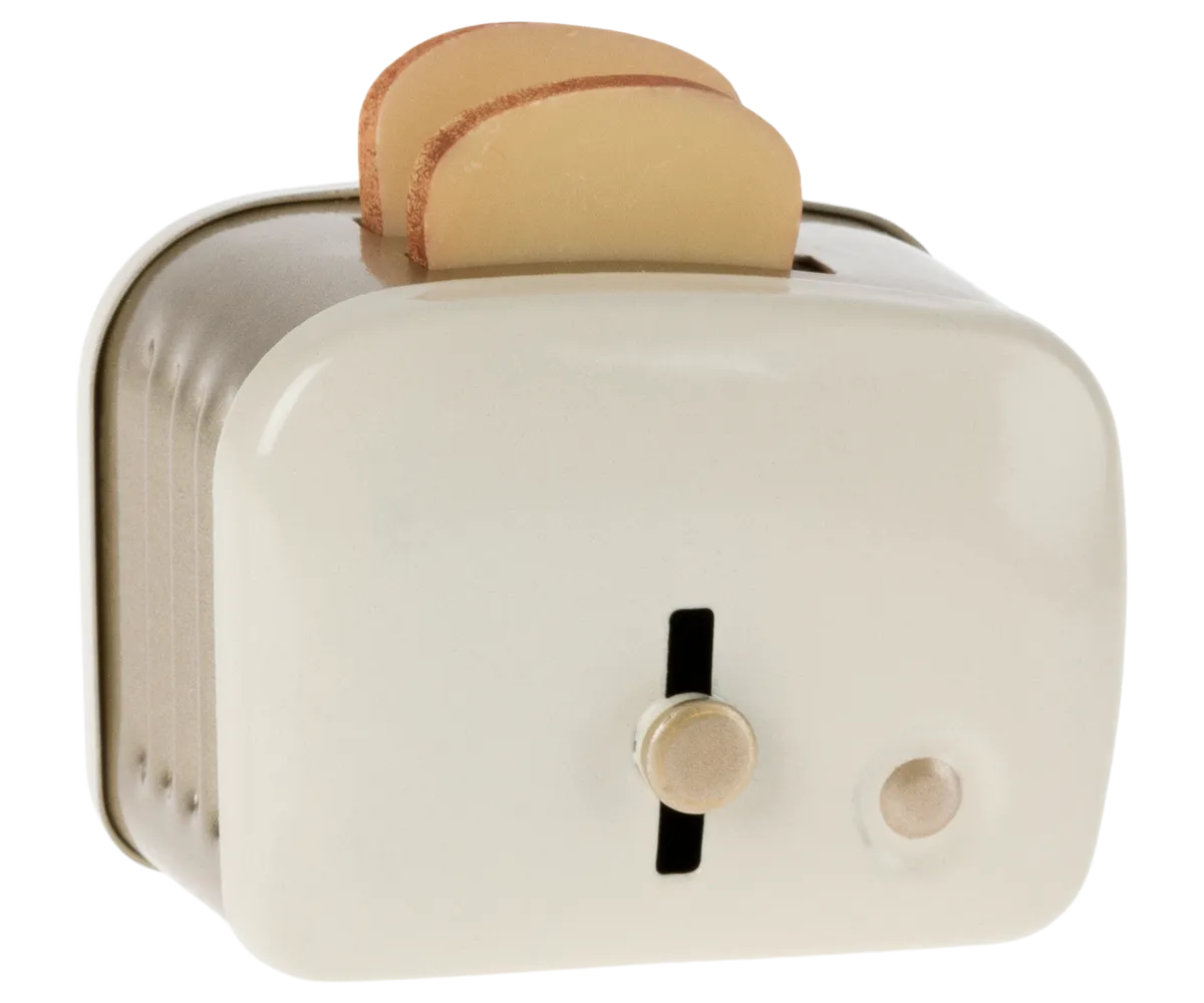 Miniature Toaster & Bread, Off-white