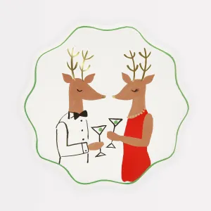 Mr. & Mrs. Reindeer Side Plates (x 8)