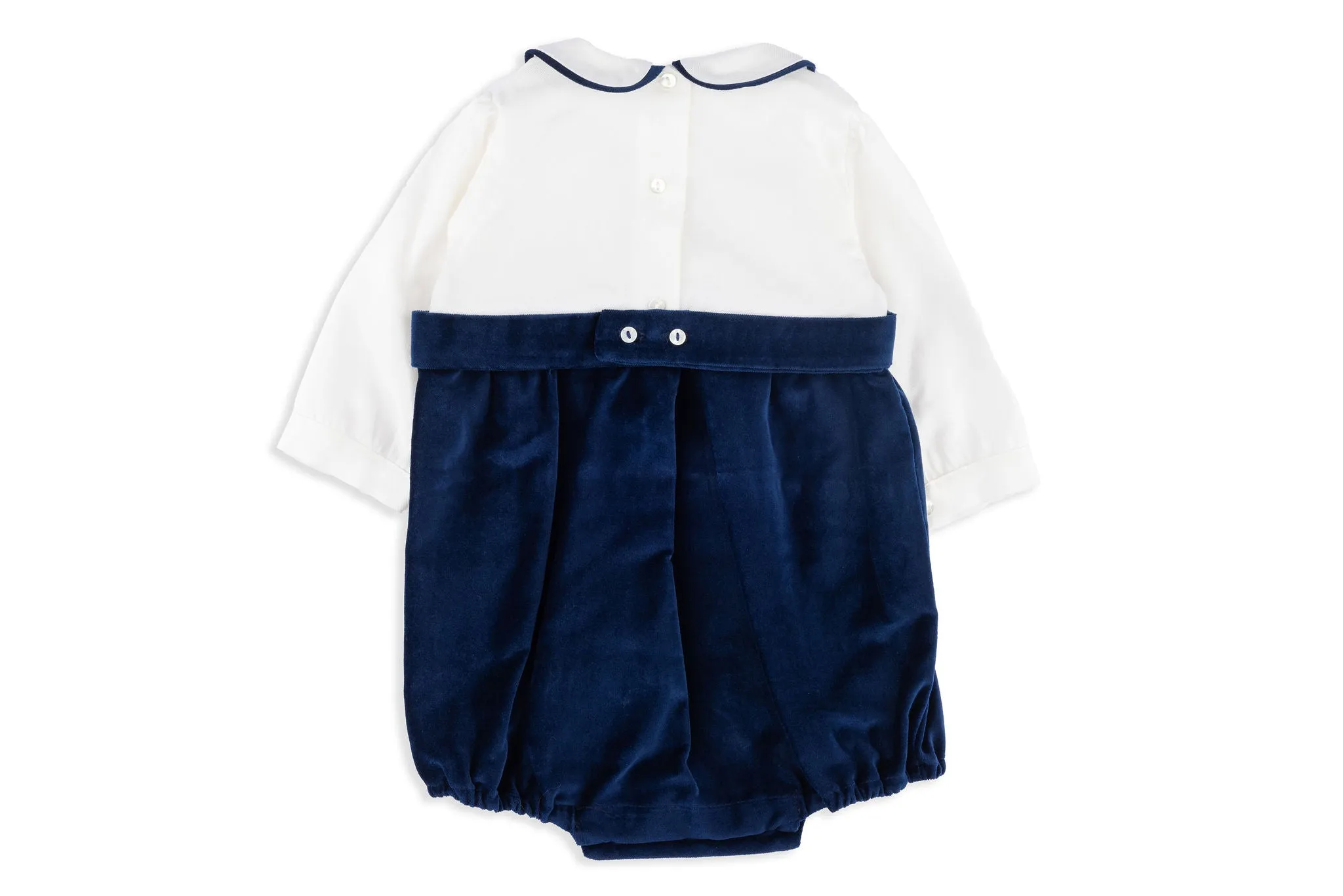 Peter Navy Velvet & Cotton Gentleman's Romper