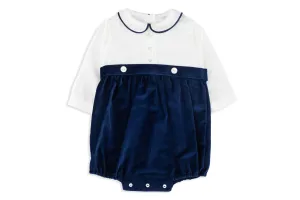 Peter Navy Velvet & Cotton Gentleman's Romper