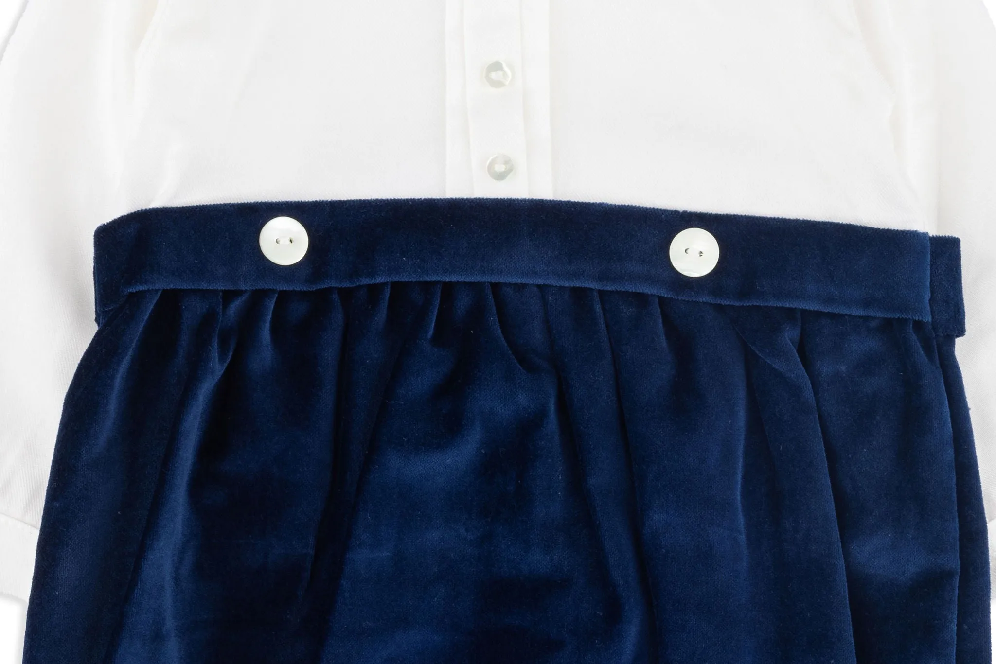 Peter Navy Velvet & Cotton Gentleman's Romper