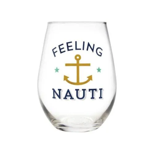 "Feeling Nauti" Stemless Wine Glass