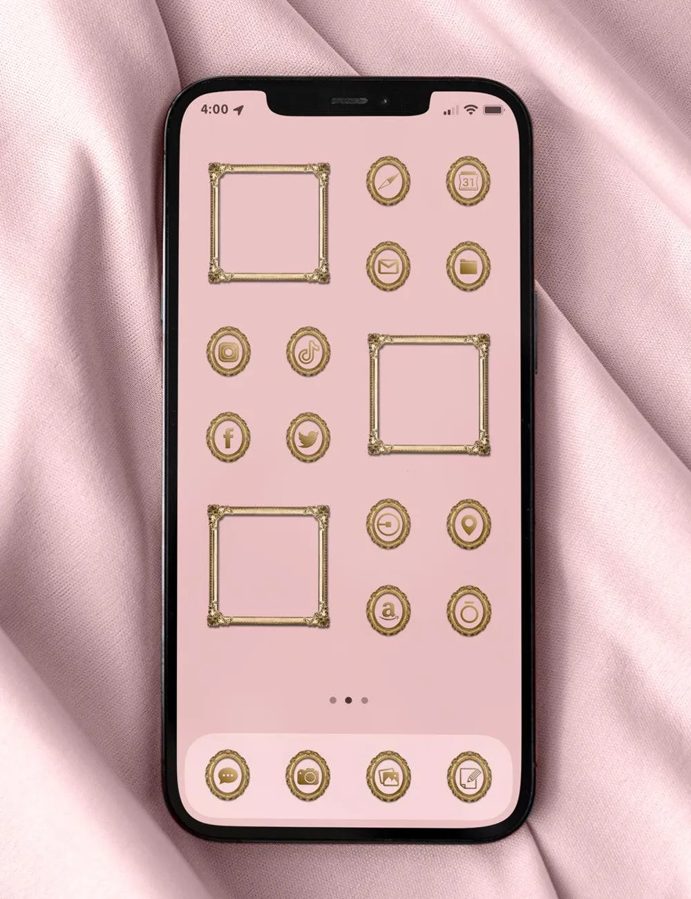 Rococo Theme iOS Icon Pack - Gold & Pink