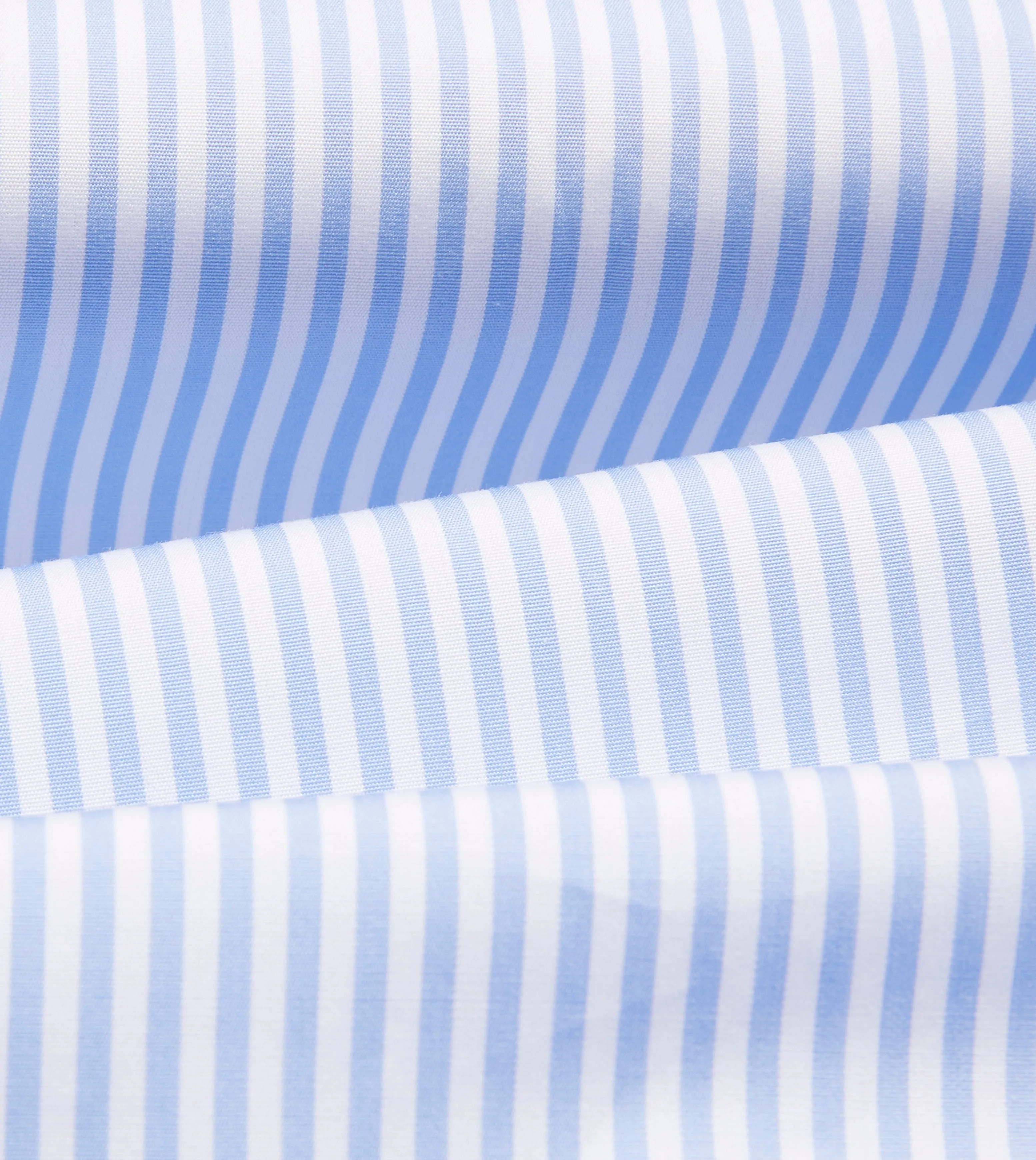 Sky Blue and White Bengal Stripe Spread Collar Cotton Poplin Shirt