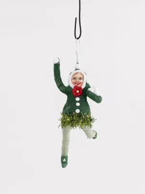 Snowball Thrower Ornament in Green