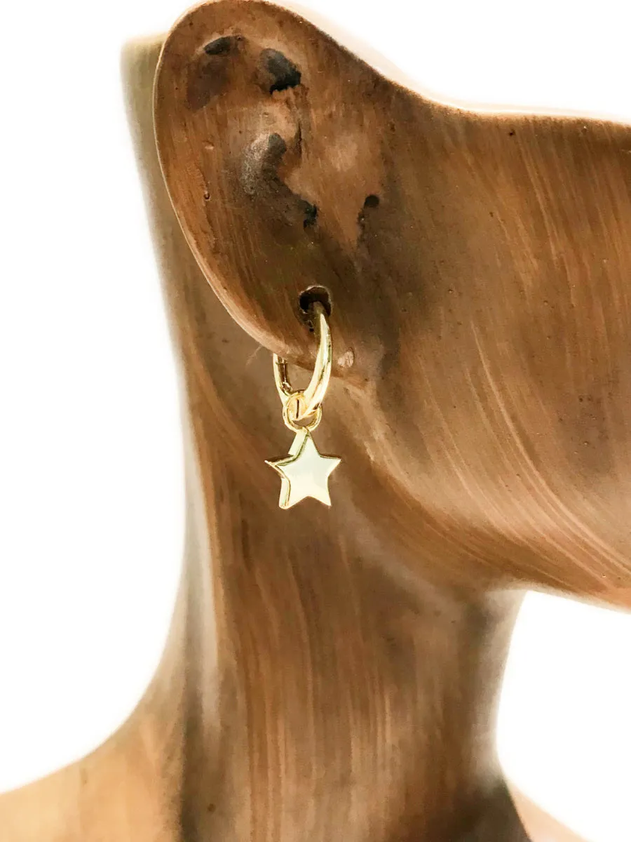 Star Charm Huggie Hoops