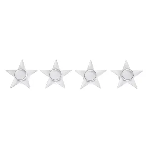 Tealight Holder Star Antique White Set of 4 1.5x5x5