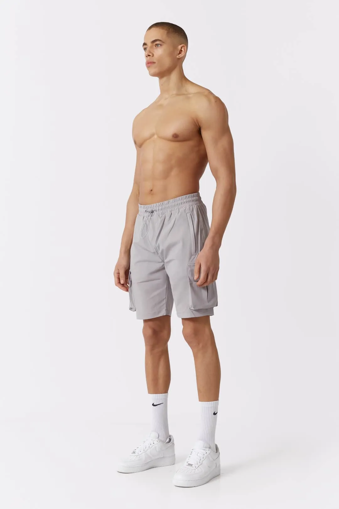 TECH CARGO SHORTS - LIGHT GREY