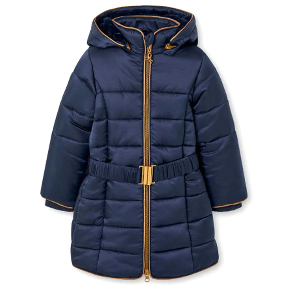 Technical Fabric Navy Parka with Detachable Hood