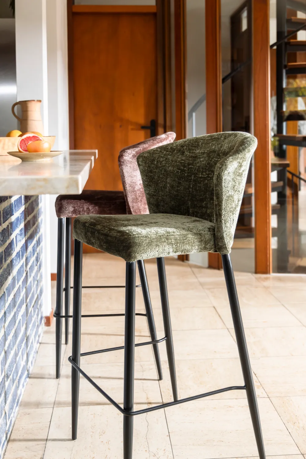 Upholstered Counter Stools (2) | Dutchbone Georgia