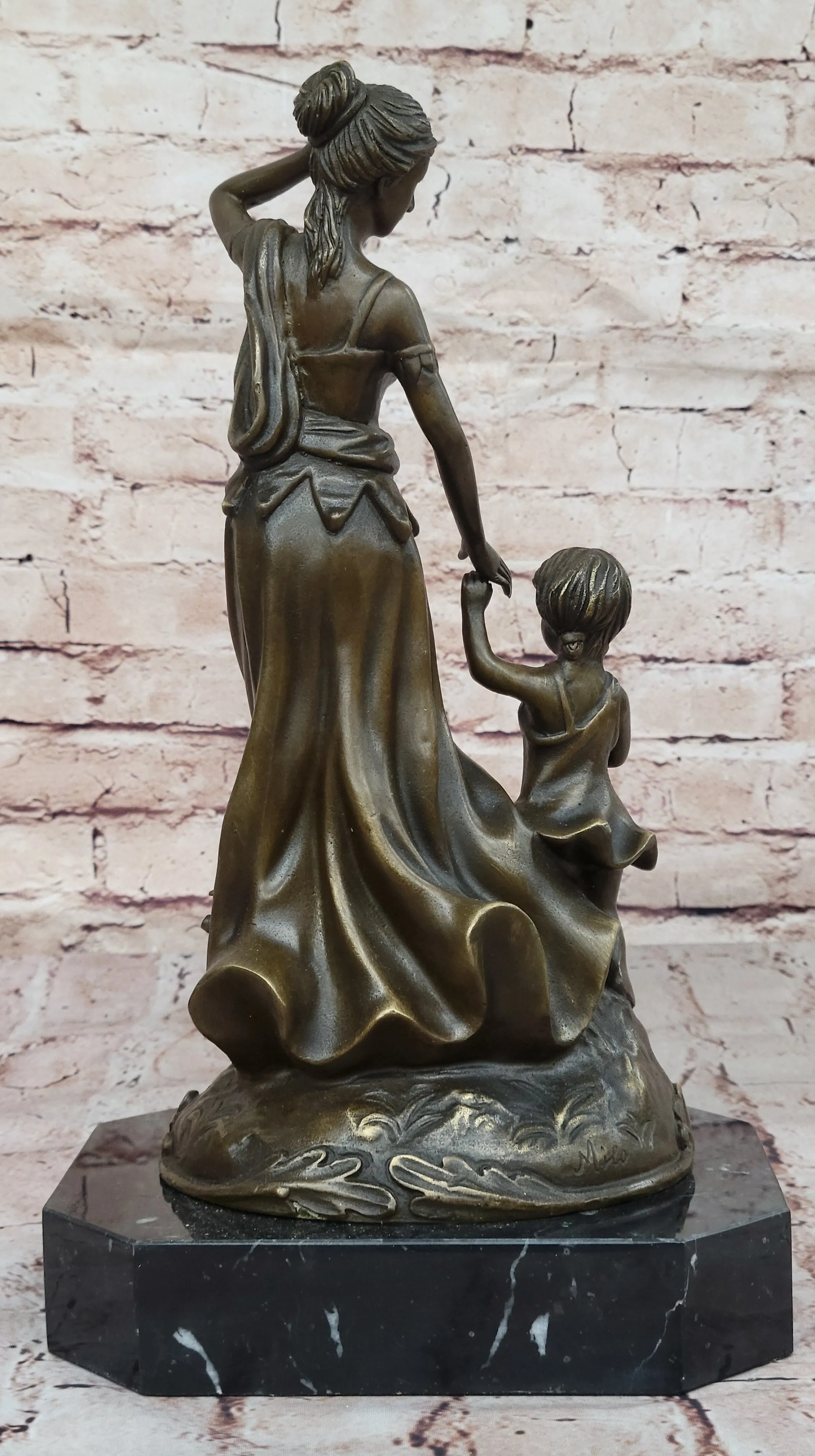 Vintage Original Bronze Sculpture Mother w Child by Milo Hot Cast Figurine Figure