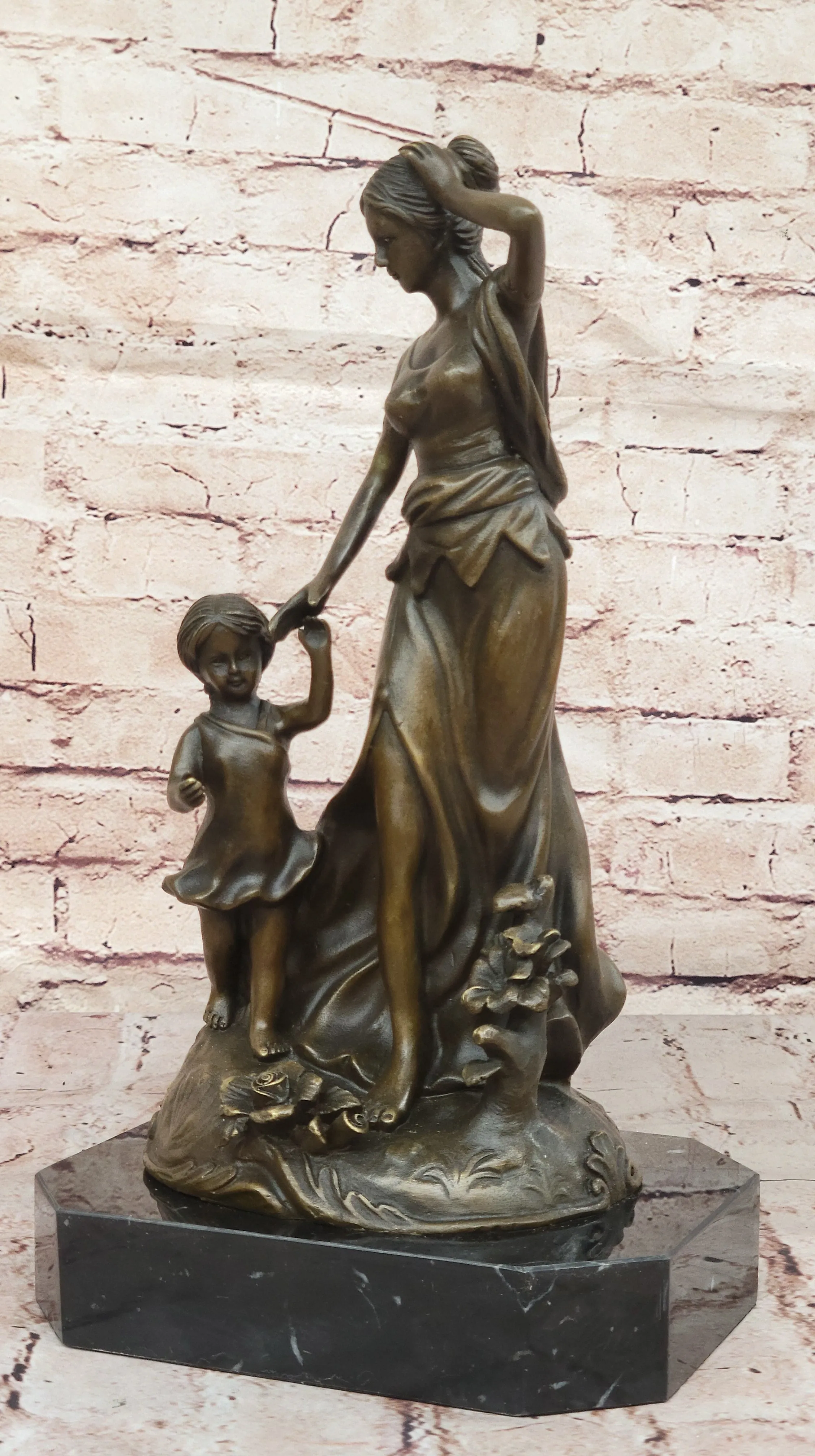 Vintage Original Bronze Sculpture Mother w Child by Milo Hot Cast Figurine Figure