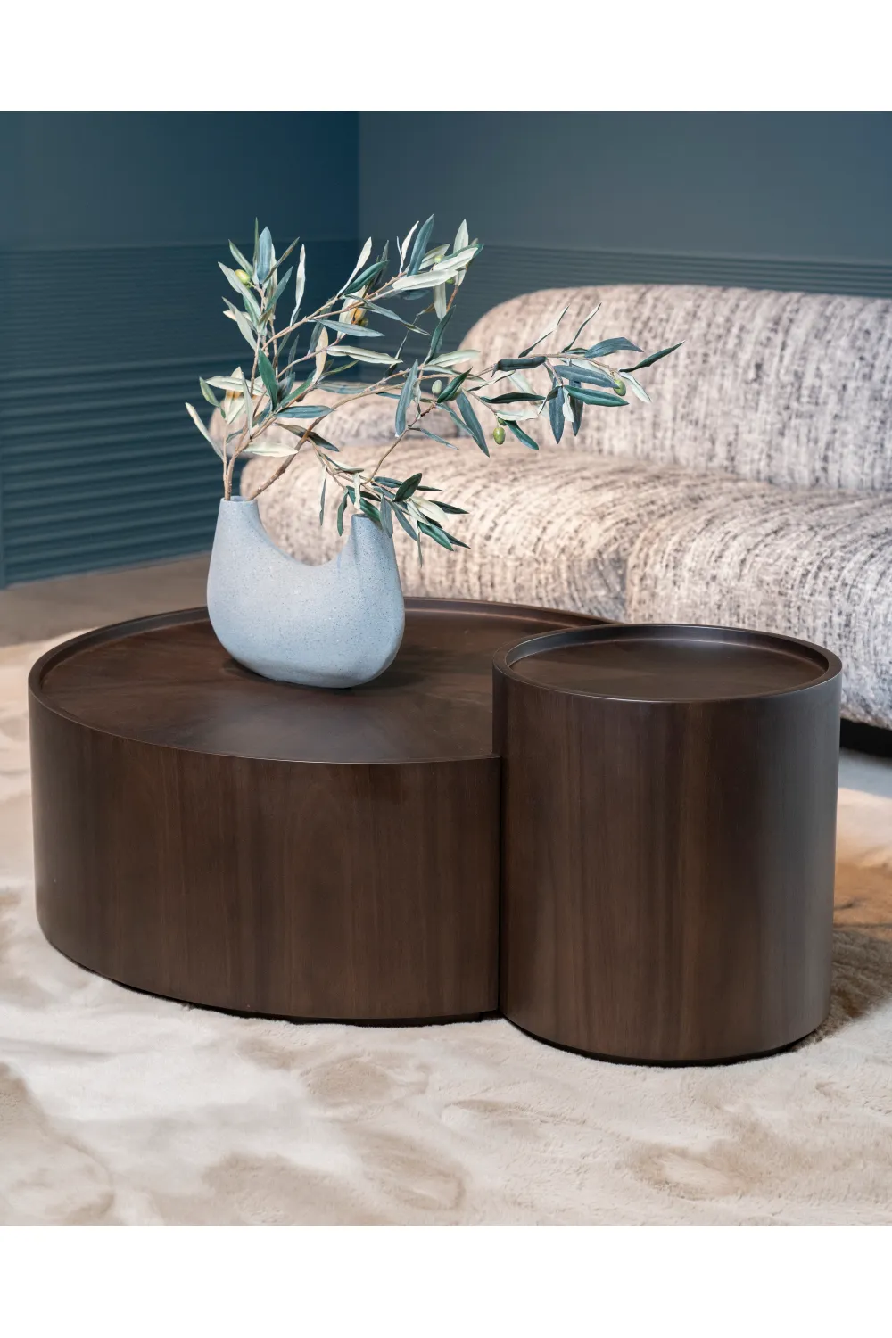 Walnut Round Nesting Coffee Tables (2) | Eleonora Max